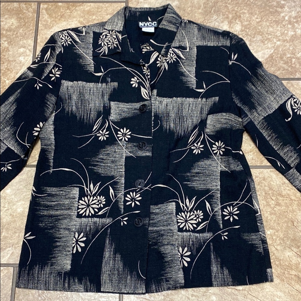 Vintage NYCC Black & Cream Size Small Shacket-Top Quiet Luxury Career Academia